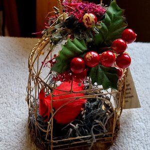 VTG WINDOWS ON NATURE CRANBERRY FEAST CARDINAL IN CAGE SUSAN A. MENZIES 1992RARE